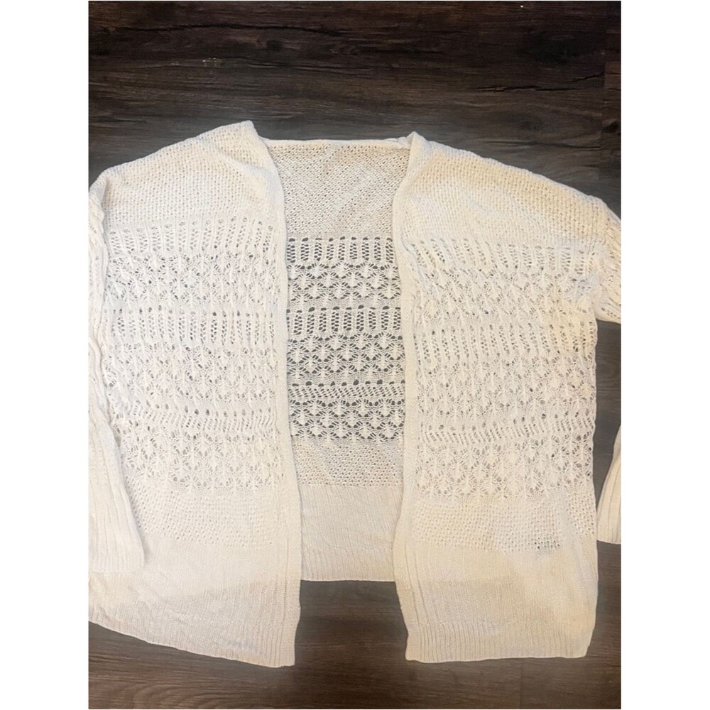 Zaful White Openwork Knit Cardigan